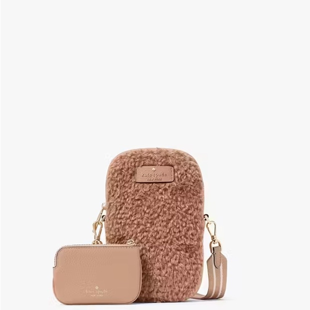 Kate Spade NWT- Rosie Faux Fur North South Zip: Light Fawn